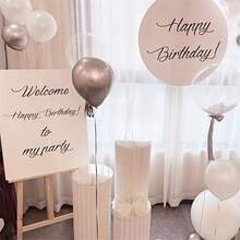Folding Paper Tube Pedestal For Wedding Ceremony, Party, Cake Table Support Column - Includes Plastic Top Plate (Mirror Acrylic, Remove Protective Film To Use), Suitable For Wedding, Birthday, Party, Auto Show, Cake Shop Decoration