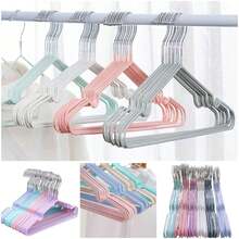 50pz ganchos antideslizantes de metal para ropa accesorios closet colgadores resistentes ahorro espacio organización armario multiuso profesional - Azul - Ver 2