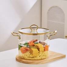 Garnek do zupy o dużej pojemności ze szkła borokrzemianowego, wielofunkcyjny garnek z podwójnym uchem, domowy garnek gazowy, garnek o dużej pojemności, odporny na wysokie temperatury, odpowiedni do kuchenki mikrofalowej, odpowiedni na Halloween, Boże Narodzenie i inne święta. Ze względu na specjalny proces produkcji mogą występować drobne ślady, które nie wpływają na użytkowanie i wygląd. - Wielokolorowe - Zobacz 6