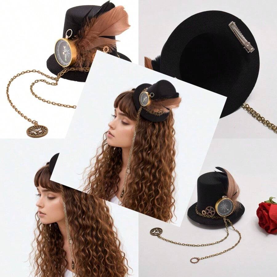 GRACEART Steampunk Mini Top Hat For Women Headwear Costume Accessories - C - 查看 1