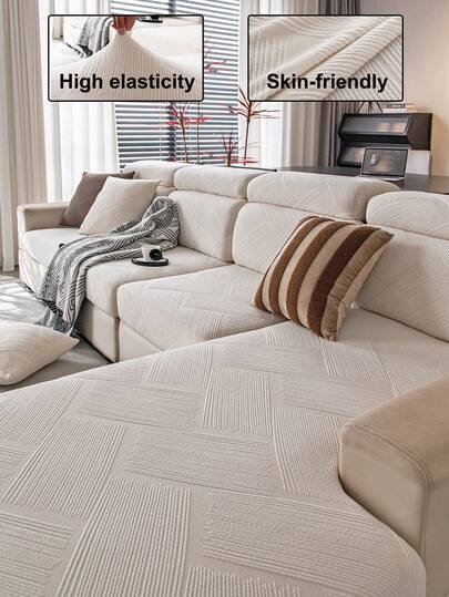 1 st enfärgat plyschigt heltäckande sofföverdrag, husdjursvänligt, smutsavvisande, maskintvättbart, lämpligt för alla årstider, jul- och nyårsdekor, soffskydd för 1/2/3/4-sitssoffor