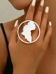 1pc Fashionable Hollow Stainless Steel African Style Ring, Suitable For Women's Daily, Party And Holiday Gifts