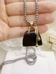 Tiger Auge & Schwarzer Obsidian Perlen Lange Halskette, modisches Pullover Ketten Design für Frauen