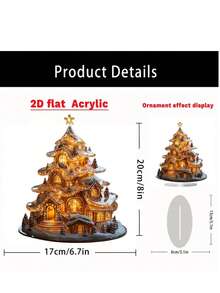 2 Decorazioni natalizie piatte in acrilico 2D a forma di albero di biscotti con supporto - eleganti per il soggiorno, l'ufficio e la tavola delle feste - include base