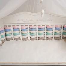 1 pieza Parachoques de cuna hecho a mano con bola de cuerda trenzada (5m), Barrera de para cama de bebé - Multicolor - Ver 3