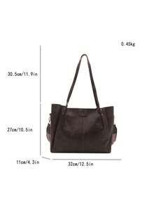 New Mature And Elegant Style Splicing PU Material Simple And Fashionable Foldable Large Capacity Tote Bag For Women's Daily Work Commuting Bag Vacation Leisure Bag As A Gift For Mom