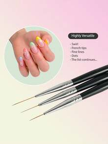 Bộ 3 bút vẽ móng nghệ thuật, bộ cọ vẽ sơn gel móng tay - Vẽ đường nét mảnh, phác thảo chi tiết, bút tô màu mềm, kích thước 9/18/24mm, bộ cọ vẽ móng, bút vẽ móng, bút kẻ viền móng, cọ vẽ móng, bút vẽ hoa, dụng cụ làm móng, nhà cung cấp dụng cụ làm móng, quà tặng cho nữ. - màu đen - Xem 5