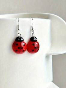 Resin Ladybug Earrings, Y2K Insect Earrings, Weird Earrings