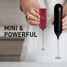 Powerful Milk Frother Wand - Mini & Mighty Handheld Drink Mixer - Portable Coffee Frother For Latte, Cappuccino, Matcha, Hot Chocolate, Creamer - Cranberry