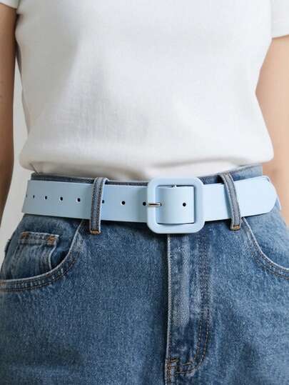 1 Piece Women's Elegant Fashion Square Colorful Pin Buckle Alloy Buckle Belt, High Quality Y2K PU Casual Belt, Fashion Belt, Denim Suit Dress Accessories Luxury Brand Designer Simple Design Suitable For Daily Business, Travel, Dining Casual, Business, Girlfriend Wife Mother Mom Women Gift, Daily Wear, Fashion, Teenagers, Outdoor,