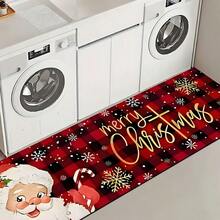 Felpudo con tema navideño, de poliéster, alfombra decorativa para el piso adecuada para la entrada del hogar, sala de estar, dormitorio y cocina