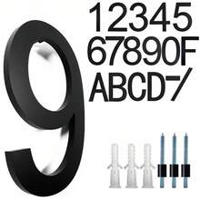 8 Inch Modern Acrylic Steel Floating House Number, Metal Modern Address Plaque, For House Address Number Ground Marker, Garden Gate Mailbox Decor Number, With Nail Kit, Coated Black, 911 Visible Signage - Easy To Install Mailbox And Door Address Label - Multicolor - View 1
