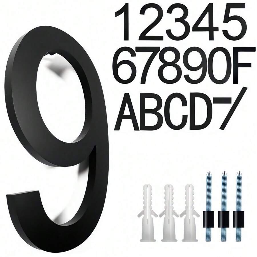 8 Inch Modern Acrylic Steel Floating House Number, Metal Modern Address Plaque, For House Address Number Ground Marker, Garden Gate Mailbox Decor Number, With Nail Kit, Coated Black, 911 Visible Signage - Easy To Install Mailbox And Door Address Label - Multicolor - View 1