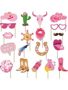 1 Set Western Style Denim Photo Prop Set, Cowgirl Western Party Decorations & Photo Booth Props, Suitable For Wild West Themed Party