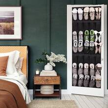Zapatero sobre La Puerta con 35 Grandes Bolsillos De Malla, Zapatero Colgante, Adecuado para Guardar Zapatos, Accesorios, Juguetes, Artículos De Tocador, Artículos De Lavandería(Negro-35) - negro-35 - Ver 7