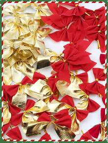 12 件圣诞树装饰，圣诞蝴蝶结，圣诞树蝴蝶结装饰，闪亮圣诞装饰，适合圣诞节冬季假期家居装饰、场景装饰、房间装饰、办公室装饰、主题派对装饰、圣诞节