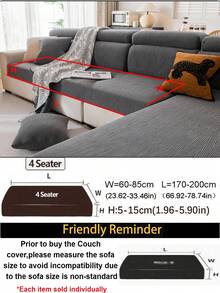 1 pieza Funda de sofá de estilo bohemio de unicolor, funda de sofá antideslizante y antirasguños, decoración del hogar para sofá de 1/2/3/4 plazas, lavable a máquina, para todas las estaciones - Gris Oscuro - Ver 12
