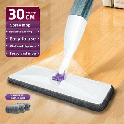 1個 ハンズフリー スプレーモップ、360°回転フラットモップ、スプレーシステム、自己洗浄、だらしない掃除ツール、軽量エルゴノミックデザイン、床/タイル/ハードウッド用、掃除用品、回転モップ、フロアクリーナー、家庭用モップ、モップセット、家庭必需品