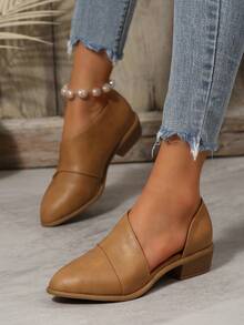 Fall/Winter Plus Size Women's New Arrival Ankle Pointed Toe Chunky Heel Mid-Heel Boots - Khaki - View 6
