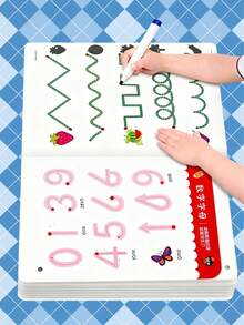 1 Set Of 32 Pages Reusable Thinking & Enlightenment Movement Magic Practice Tracing Workbook Montessori Painting Educational Control Training - Multicolor - View 1