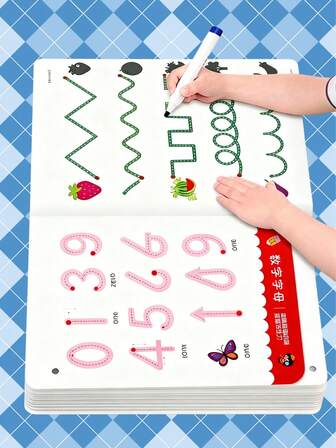 1 Set Of 32 Pages Reusable Thinking & Enlightenment Movement Magic Practice Tracing Workbook Montessori Painting Educational Control Training