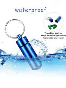 Móc khóa đựng thuốc di động, hộp đựng thuốc mini bằng hợp kim nhôm, chai thuốc kim loại chống thấm nước, thích hợp cho cắm trại và du lịch ngoài trời. - Nhiều màu - Xem 7