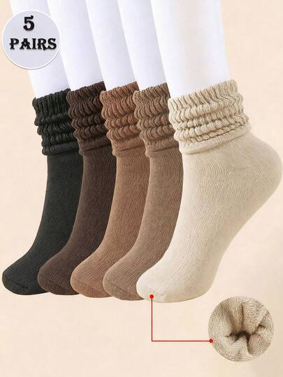 5 Pairs (Random) Women's Ankle Socks, Casual Knit Socks, Women's Ankle Socks, Suitable For Daily Wear And Sports, Christmas Gift