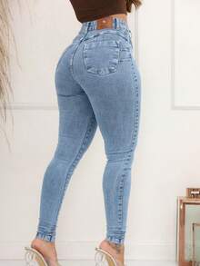 Women Jeans - 淺色水洗藍 - 查看 5