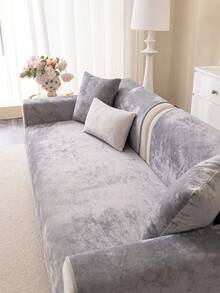 1 pièce Housse de coussin de canapé épaisse et chaude en peluche pour l'automne/l'hiver, housse de siège de canapé moderne minimaliste antidérapante, décoration de chambre, housse de canapé lavable en machine et à la main, décoration de chambre fraîche et à la mode, douce, ne se décolore pas, ne s'effiloche pas, housse de protection pour animaux de compagnie, housse de canapé d'angle réglable convenant pour la chambre, le bureau, le salon, les meubles combinés, le canapé en L et les housses de canapé 1234 places - Gris pâle - Voir 6