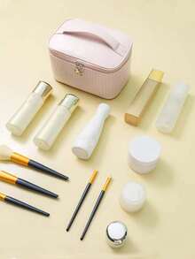 PU 皮革防水化妆包、女士手提包、化妆品收纳包、轻便洗漱用品化妆包、带隔层的大容量洗漱用品包、化妆品旅行包、多功能旅行收纳包、洗漱用品收纳包、化妆包 - 彩色 - 查看 4