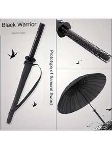 Large Samurai Style Automatic Umbrella - Durable Steel Frame, UV Protection, Fashionable Retro Design For Men, Personalized And Practicality, Become A Street Knight In The Rain (Due To Different Batches, The Fabric Cover, Rib Color, English Letter Pattern Design, Button Shape And Rib Color Are Randomly Matched, We Apologize For Any Inconvenience Caused.), Spring Summer Picks, Brides Maid Gifts, Room, Bedroom Decor, Bedroom Decor, Beach, Travel, For Men, For Women, Vacation,Cute Stuff - Multicolor - View 12