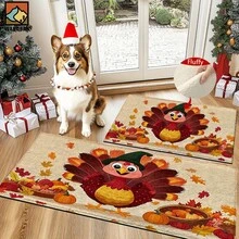 1 pieza Felpudo antideslizante con diseño de pavo de otoño de Acción de Gracias, felpudo antideslizante de fibra súper, adecuado para decoración de fiestas festivas, cocina, baño, comedor, dormitorio, puede ser un regalo de Acción de Gracias