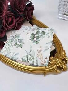 60/20PCS Disposable Paper Napkins With Green Foliage Eucalyptus Leaves Design,Western Food Party Printing Napkins For Birthday, Weddings, Holidays, Halloween, Christmas, New Year, Party Supplies,Supplies Table Decorations,13* 13 Inch