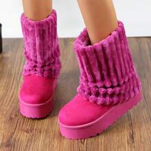 lunryet Women's Platform Fur Boots, Fuzzy Fleece Lined Ankle Booties, Anti-Slip BONA-6 - FUCHSIA - 查看 9