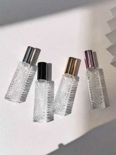 10pcs 12ml Aluminum Sprayer Glass Bottles With Diamond Pattern, Mini Perfume Atomizer Bottles, Refillable