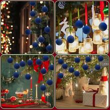 30 piezas de bolas de terciopelo navideñas de 5, adornos colgantes navideños, bolas de terciopelo hechas a mano, decoraciones para árboles de Navidad, para bodas, aniversarios, fiestas, rojo - azul - Ver 3