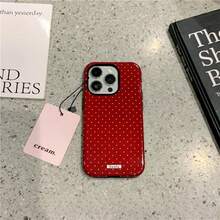 Red White Polka Dots Pattern Film Phone Case For IPhone 17 Air/16/15/14/13/12 Pro Max 14 15 16 17 Plus 11/X/Xsmax/Xr/7/8/Se Thickened Double-Layer 2-In-1 Drop-Proof Protective Case For Samsung S21 S22 S23 S24 S25 PLUS/ULTRA/FE/EDGE A71 A56 A55 A54 A53 A52 A36 A34 A06 A13 A14 A15 A16 A23 A25 A26 Anti-Yellowing And Bright Colors - 黑色 - 查看 1