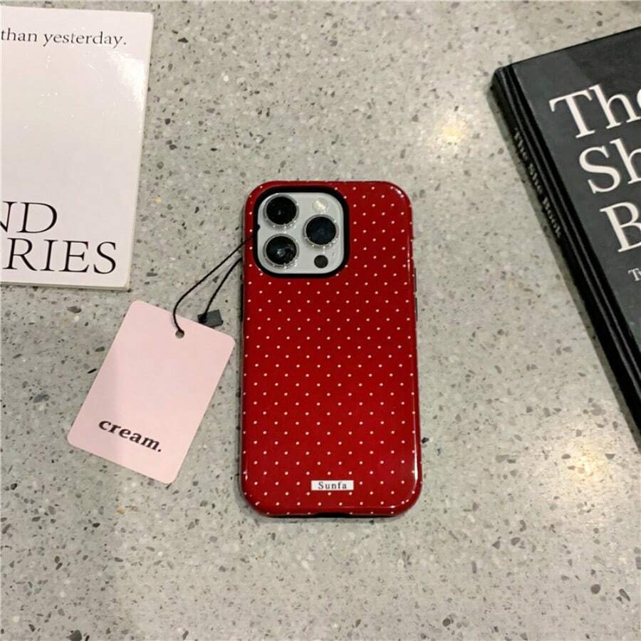 Red White Polka Dots Pattern Film Phone Case For IPhone 17 Air/16/15/14/13/12 Pro Max 14 15 16 17 Plus 11/X/Xsmax/Xr/7/8/Se Thickened Double-Layer 2-In-1 Drop-Proof Protective Case For Samsung S21 S22 S23 S24 S25 PLUS/ULTRA/FE/EDGE A71 A56 A55 A54 A53 A52 A36 A34 A06 A13 A14 A15 A16 A23 A25 A26 Anti-Yellowing And Bright Colors - 黑色 - 查看 1