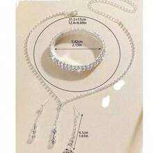 Rhinestone Jewelry Set Bling Necklace Earrings Bracelets Set For Women Evening Clutch Party Bridal Purse Elegant Silver Sparkling Glitter Flap Envelope Bag Women's Handheld Evening Metal Chain Bag Handbag Crossbody Purse Wedding Party Bag For Women And Girls