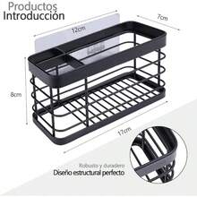 Estante para esponjas de fregadero de cocina, estante de lana de acero para cocina, estante para esponjas de fregadero, estante de almacenamiento para colocar jabón y esponjas - 2 - Ver 7