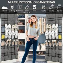 Organizador de zapatos Colgado Sobre La Puerta,Organizador Colgante para Guardar Zapatos,40 Bolsillos Grandes Zapatera Colgante,para Guardar Zapatos,Ropa,Artículos de Aseo y Juguetes (Nnegro) - Negro - Ver 3