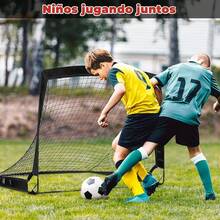 QMCZLA 2pcsía de Fútbol para Niños - Redes Portátiles con Montaje Rápido, Acero, Varilla de Fibra de Vidrio, Tela Oxford y poliéster para Jardín, jardín, Interior y Exterior - Negro - Ver 10