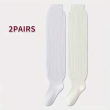 2/1 双可爱日式阔腿袜，百搭又显气质。女士竖条纹长袜，叠穿款，应季保暖睡眠袜，理想的圣诞新年礼物，温暖居家睡眠袜，寒冷天气必备单品，袜子收藏家的必备单品。可手洗或干洗。纯色。及膝针织拖鞋袜，舒适地穿在地板上。 - 彩色 - 查看 15