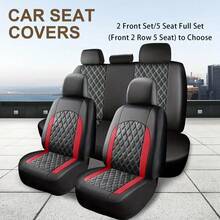 New PU Leather Full Car Seat Cover Set, Front Seats + Rear Bench Seat Covers, Car Seat Protector, Made Of Polyester Fiber, Comfortable, Easy Installation, Washable, Suitable For All Seasons And Most Car Models, Essential Car Accessory, Car Interior, Automotive Supplies