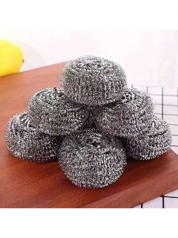 4/8pcs Stainless Steel Scourers - Rust-Resistant,Scrubbers For Effortless Cleaning Of Dishes, Pans, And Ovens, Suitable For Cleaning Dishes, Pans, Stoves, Stainless Steel Brushes And Steel Wool, Cleaning Supplies, Kitchen Gadgets, Christmas Decorations, Kitchen Accessories