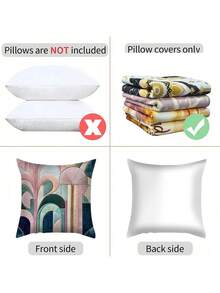 2 件波西米亚几何抽象印花枕套，多种尺寸，2D 单面印花，仿刺绣印花靠垫套，装饰性柔软毛绒沙发枕头，适用于办公室、家庭、卧室、客厅（不含枕芯）- 无刺绣 - 多种尺寸 - 彩色 - 查看 4