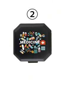 Portable Compartment Pill Box With Cartoon Medicine Box, Pill, Bottle, Cartoon Syringe Pattern, Portable Medical First Aid Bag, 6-Compartment Capsule Storage Box, Travel Pill Box, Medicine Box, 6-Compartment Pill Storage, Travel Mini Pill Box,