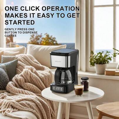 SOKANY 04044 Commercial Premium American Coffee Maker, Coffee & Tea 2-In-1 Machine, 650W High-Efficiency Heating, Durable Metal Body, Pre-Infusion Technology Enhances Extraction, Fully Releases Coffee Flavor, 750ml Large Capacity Satisfies 6 People, 24-Hour Preset, Enjoy Fresh Brewed Coffee In The Morning, Suitable For Dorm, Home And Office