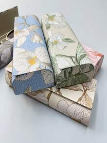 1pc Chinese Style Premium Storage Eyeglasses Case With Magnetic Closure & Embroidery Leather Craft, High-Quality Student Eyewear Box Lily Glasses Case Advanced Fashion Durable Storage Glasses Sunglasses Sunglasses Portable Pressure Resistant Unisex Glasses Case Glasses Case Sunglasses Case Thanksgiving And Valentine's Day Gift Goodies - Multicolor - View 2