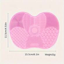 Pink Silicone Scrubbing Pad, Apple-Shaped Beauty Cleaning With Suction Cup, Can Make Your Makeup Brushes Look Brand New, Easy To Carry, Best Product For Women/Girlfriend/Wife - Multicolor - View 2